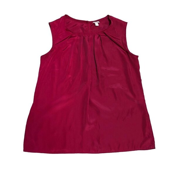 Merona Tops - Merona Burgundy Pleated Round Neck Sateen Sleeveless Shell Tank Top - Size Large